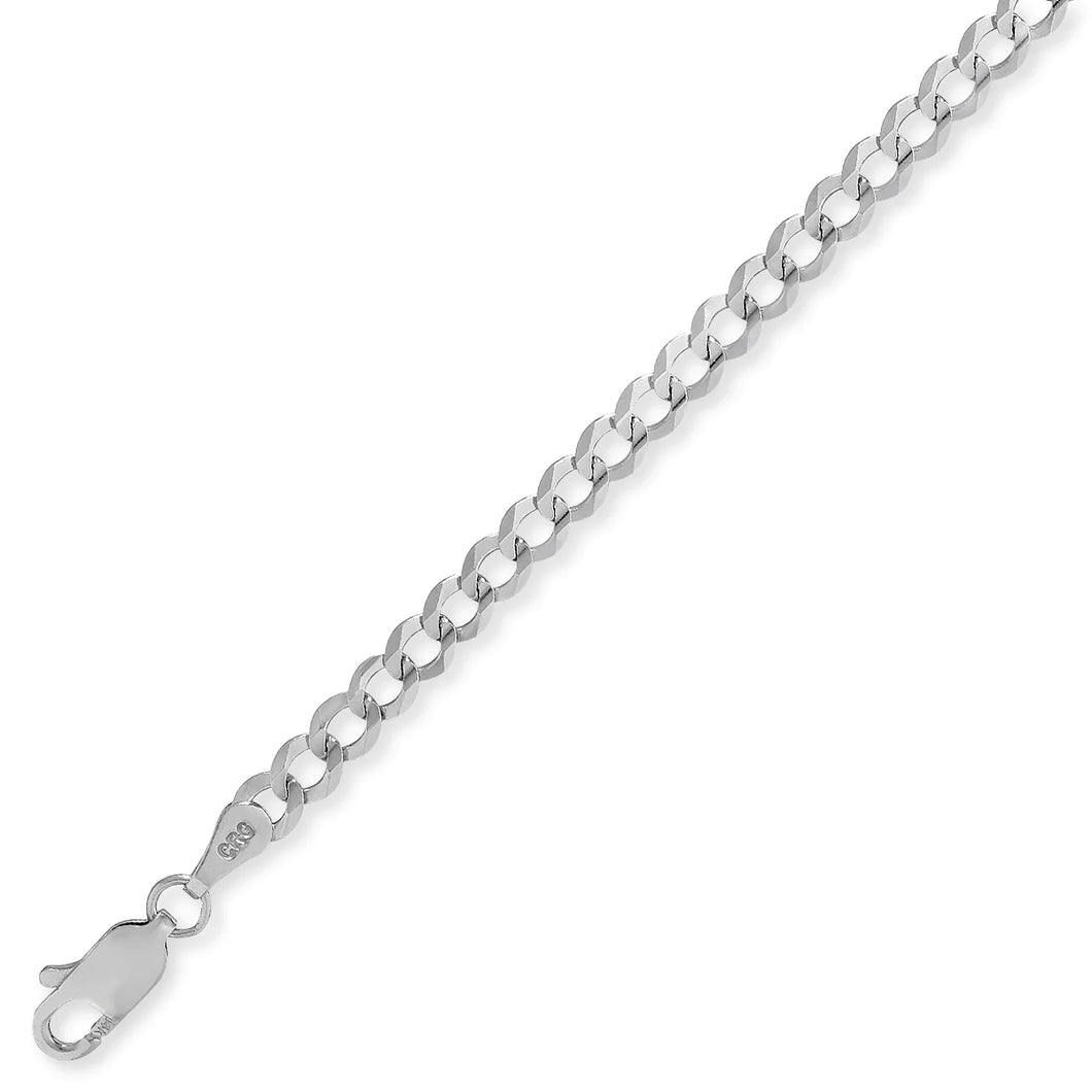 14k Solid White Gold 3mm Cuban Chain