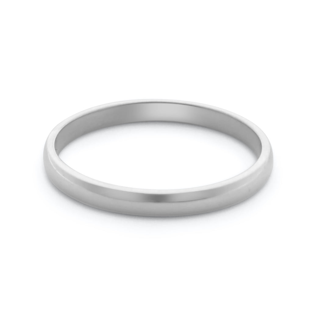 14k Solid White Gold 2mm Wedding Band Ring