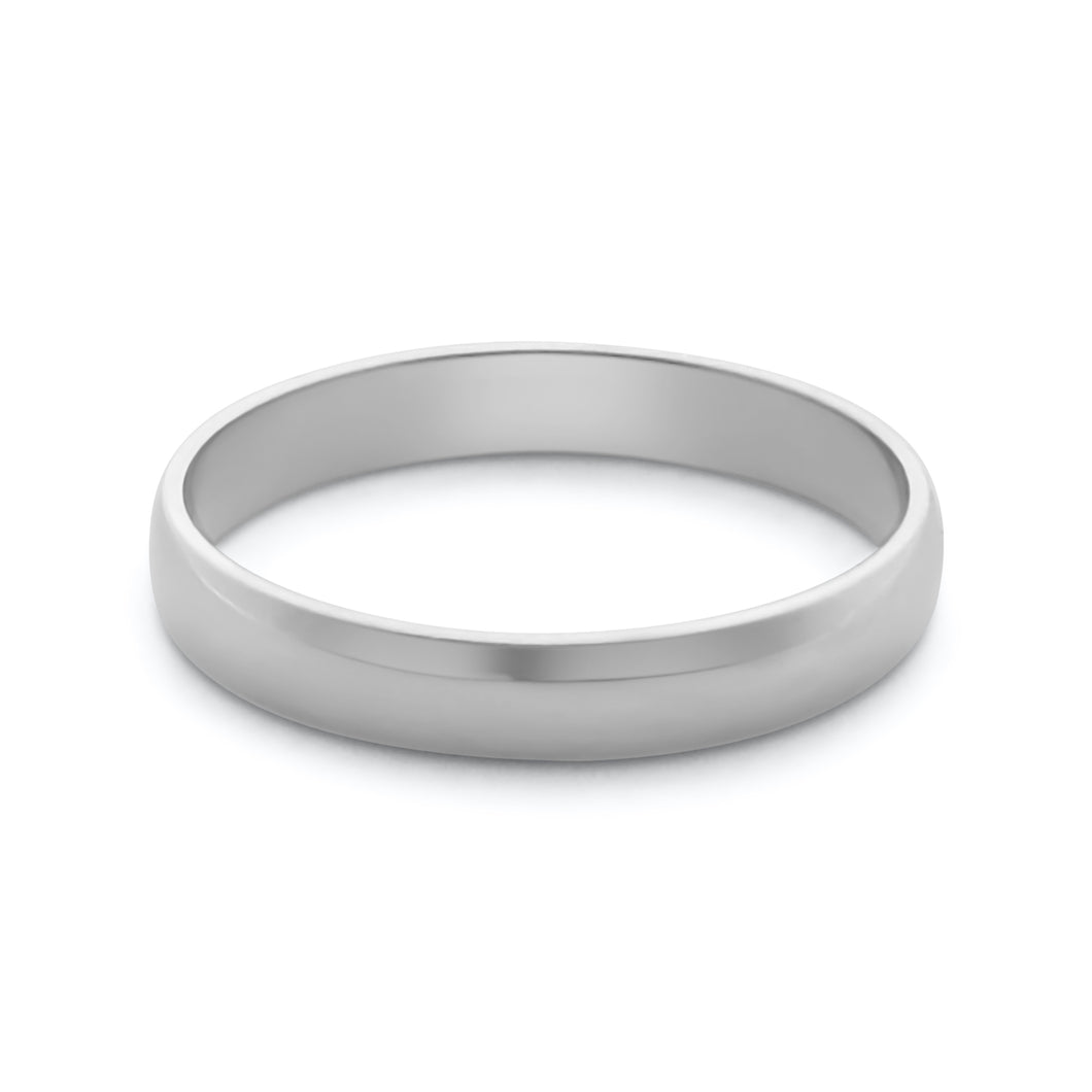 14k Solid White Gold 3mm Wedding Band Ring