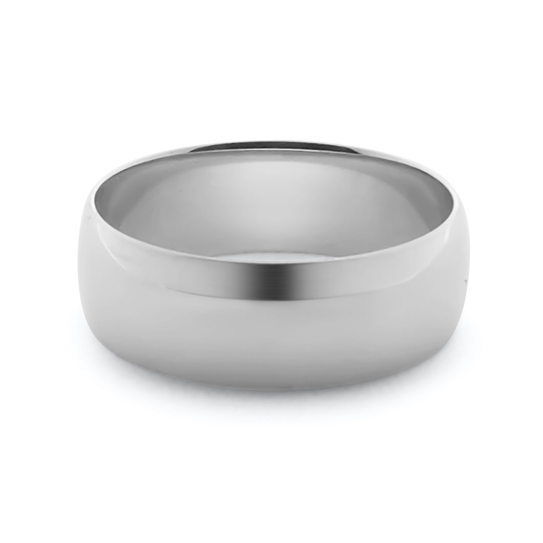 14k Solid White Gold 8mm Wedding Band Ring