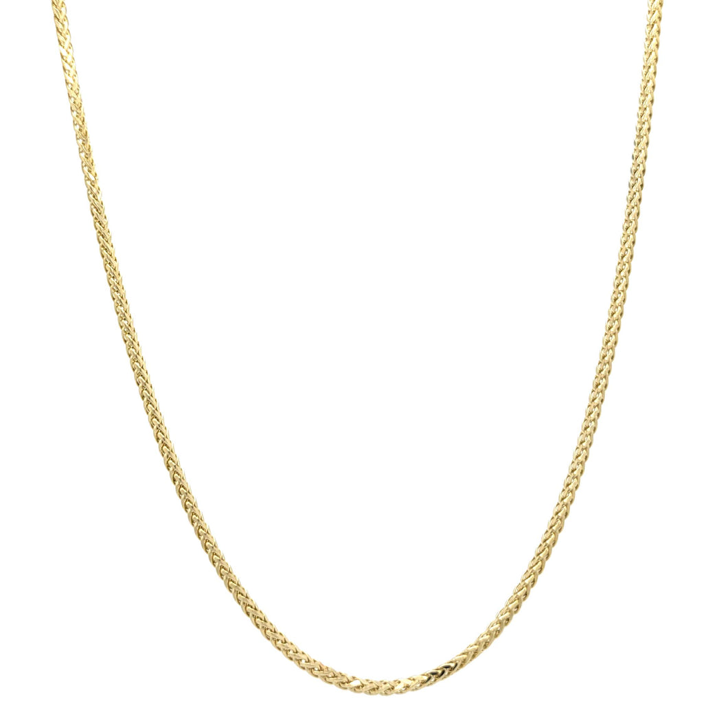 14k Yellow Gold 2.5mm Hollow Wheat Chain