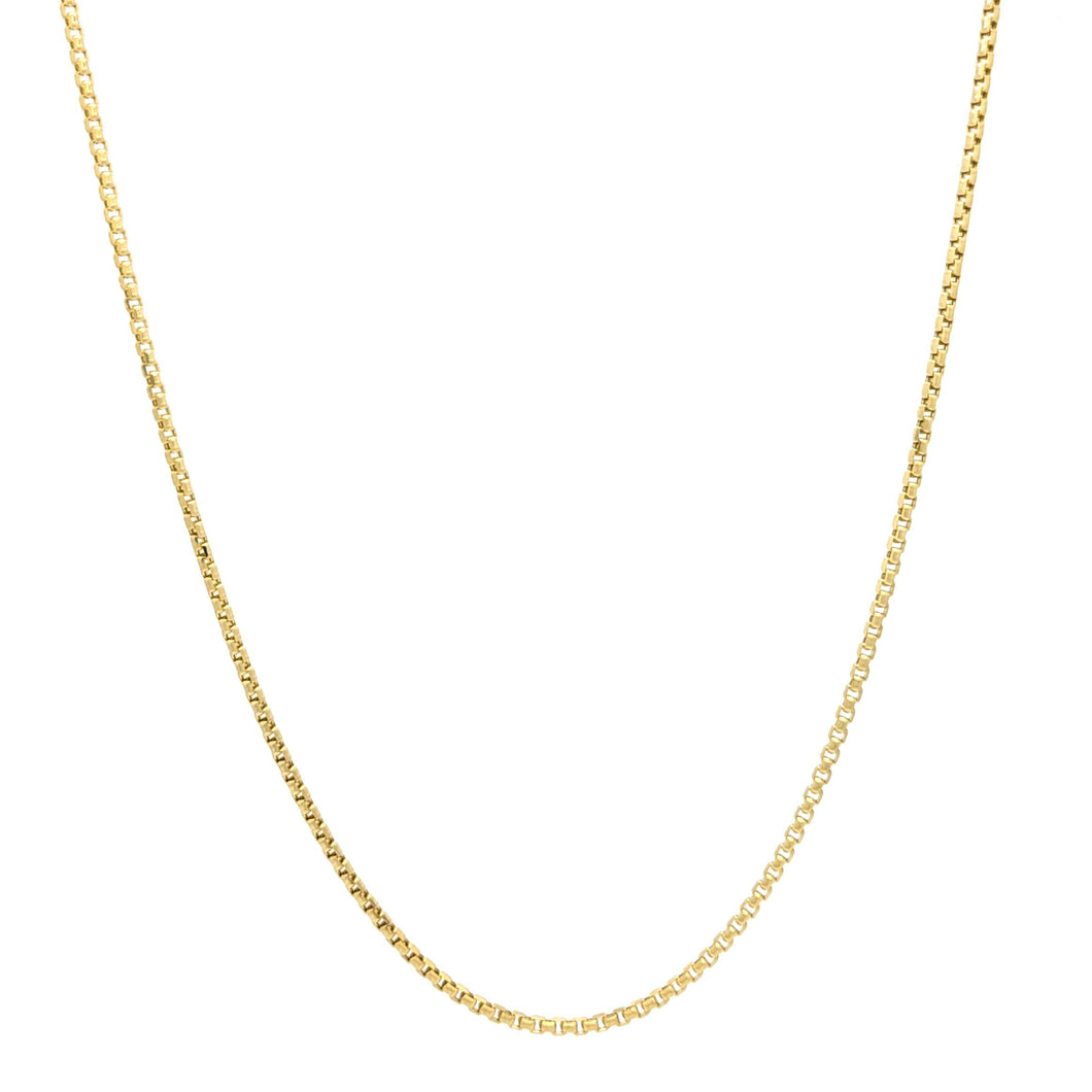 14k Solid Yellow Gold 2mm Round Box Chain