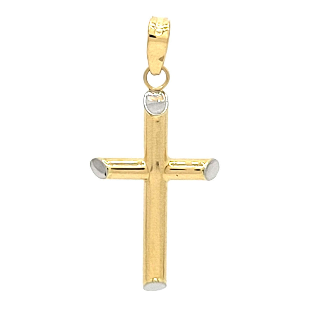 14k Yellow Gold 2 Tone Cross Pendant