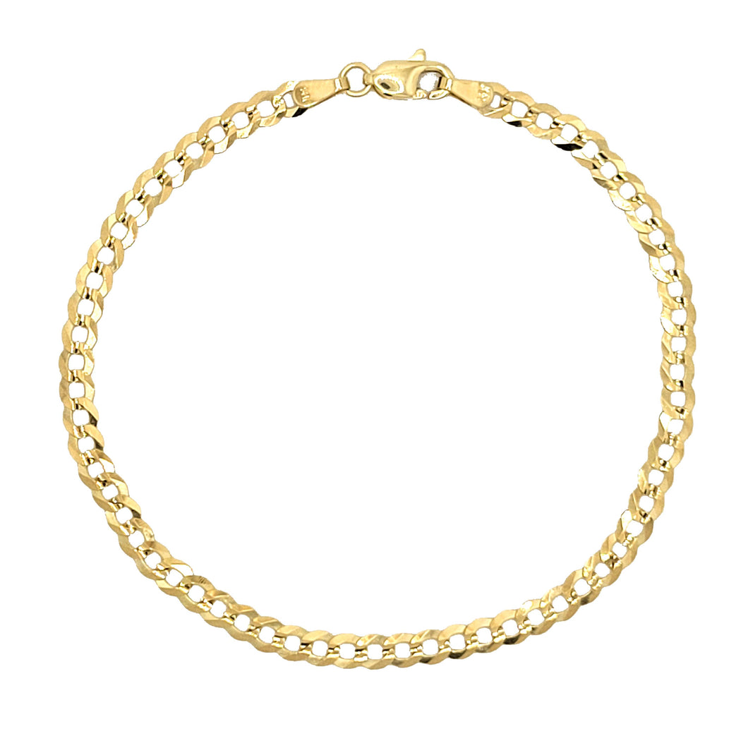 14k Solid Yellow Gold 4mm Cuban Bracelet