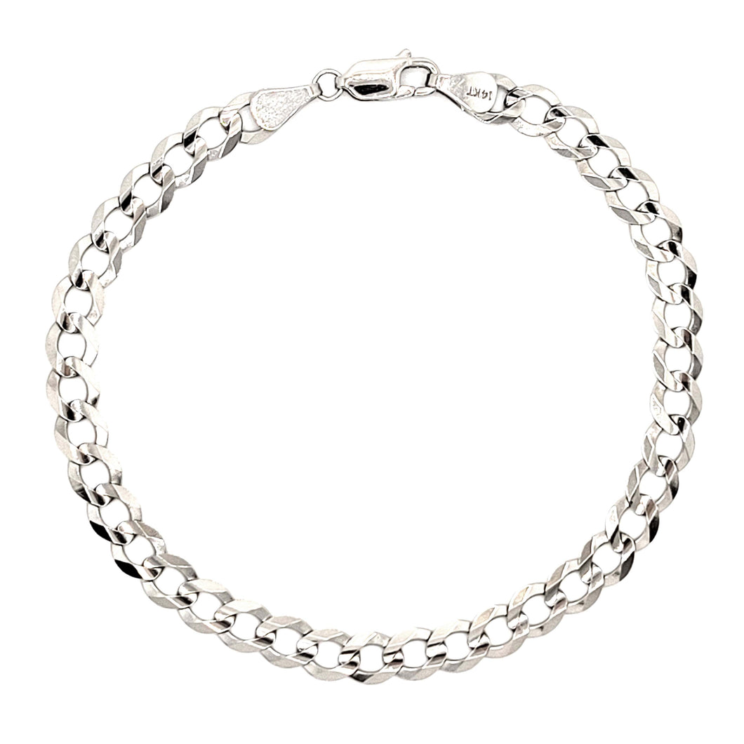 14k Solid White Gold 6mm Cuban Bracelet